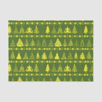 Fancy Christmas Tree Green Yellow Tissue Paper