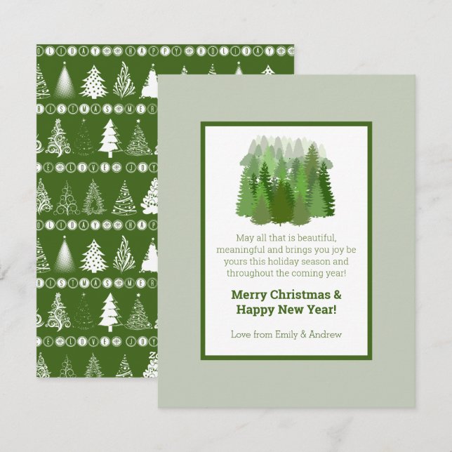 Fancy Christmas Tree Holiday Card (Front/Back)
