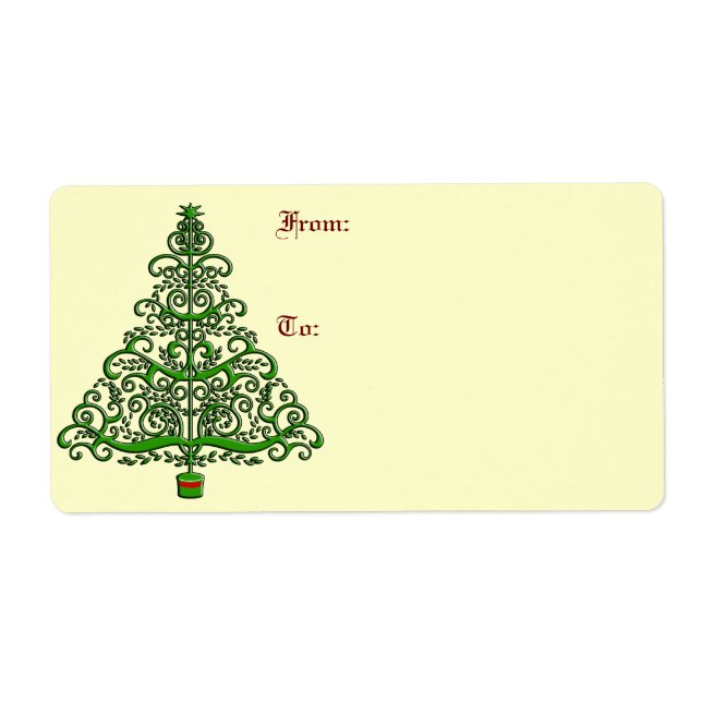 Fancy Christmas Tree Large Gift Labels (Front)