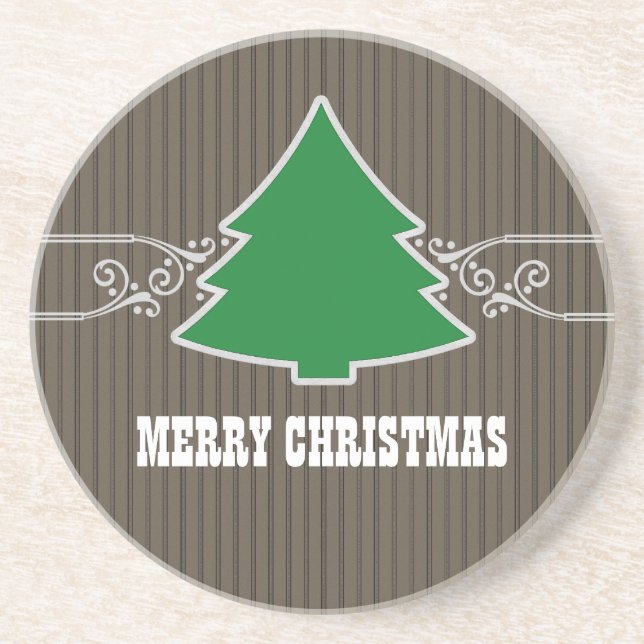 Fancy Christmas Tree Swirls Coaster (Front)