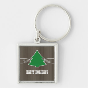 Fancy Christmas Tree Swirls Premium Keychain