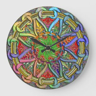 Fancy Circle Floral Design Art Large Clock