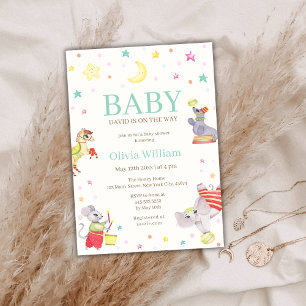 Fancy Circus Canival Animals Baby Shower  Invitation