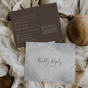 Fancy Classic Brown Wedding Menu Choice Reply Postcard