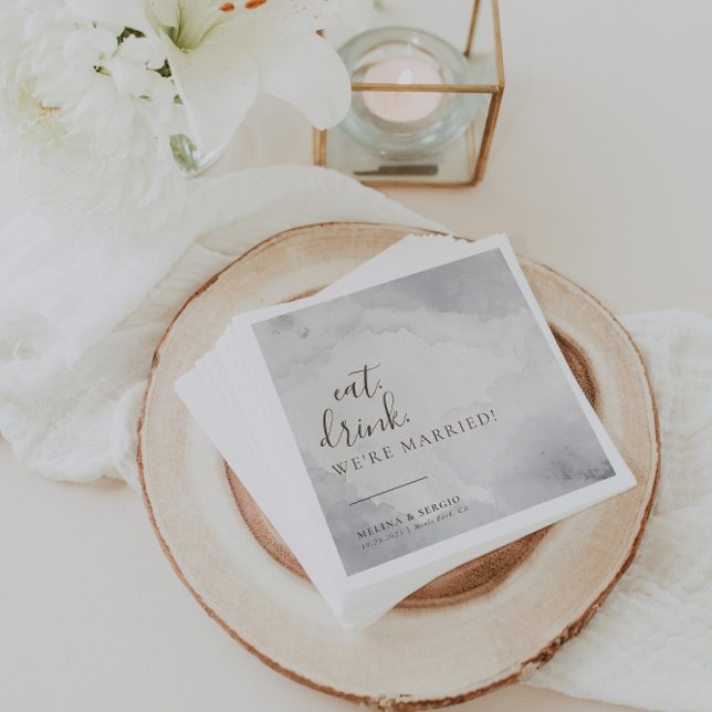 Fancy Classic Eat Drink We're Married Wedding   Napkin (Creator Uploaded)