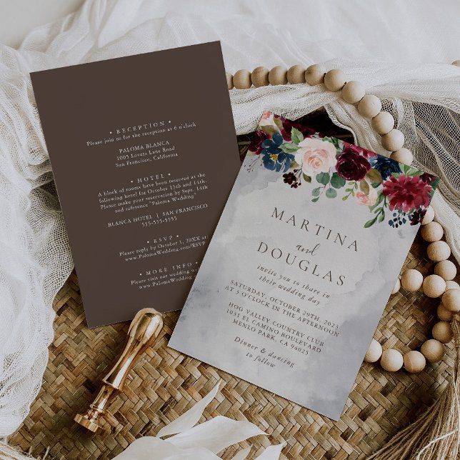 Fancy Classic Flowers  Back & Front Wedding  Invitation (Creator Uploaded)