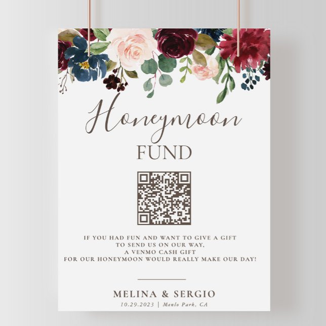 Fancy Classic Flowers Wedding Honeymoon Fund Poster (Creator Uploaded)