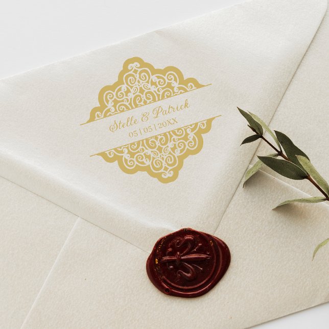 Fancy Classic Ornamental Diamond Shape Wedding Rubber Stamp (Creator Uploaded)