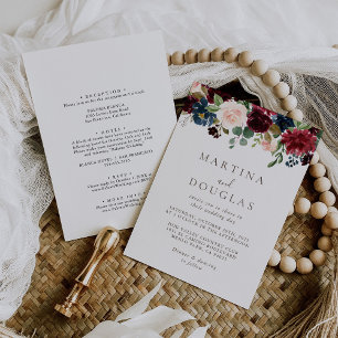 Fancy Classic Roses Back & Front Wedding Invitation