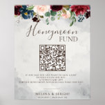 Fancy Classic Roses Flowers Wedding Honeymoon Fund Poster<br><div class="desc">Compliment your rustic wedding event with this fancy classic roses flowers wedding honeymoon fund. The design features beautiful hand-painted pink,  blush,  blue,  navy and burgundy flowers with green leaves,  neatly grouped into elegant bouquets to embellish your event invitation cards.</div>
