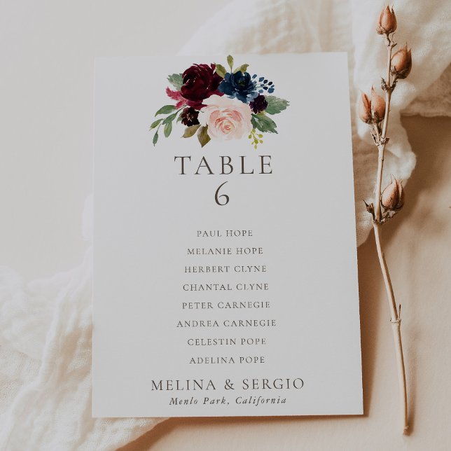 Fancy Classic Wedding Table 6 Seating Chart Card (Creator Uploaded)
