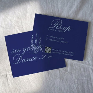 Fancy Cobalt Blue Vintage Chic Romantic Wedding RSVP Card