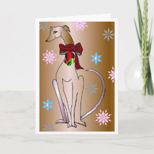 "Fancy Collar Whippet Dog"  Holiday Greeting Card