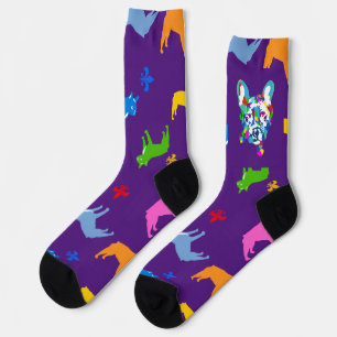 Fancy colourful French Bulldogs Socks