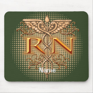 Fancy Copper Caduceus RN Nurse Mouse Mat