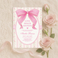 Fancy Coquette Sweet 16 Pink Bow Birthday