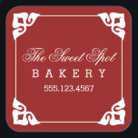 Fancy Corners Bakery Stickers / Red<br><div class="desc">Elegant,  simple,  framed design in white and red.  Easy to customise with your own text!  Great for home-baked goodies,  bakeries,  florist shops,  weddings,  parties,  gift tags,  holidays,  and more!</div>