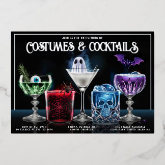 Fancy Costumes & Cocktails Custom Foil Invitation