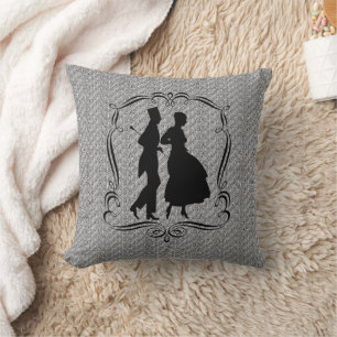 Fancy Couple Silhouette Vintage Art Cushion