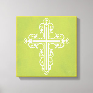 Fancy Cross Design No. 12 Cream Canvas Print