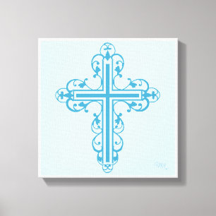 Fancy Cross Design No. 14 Blue Canvas Print