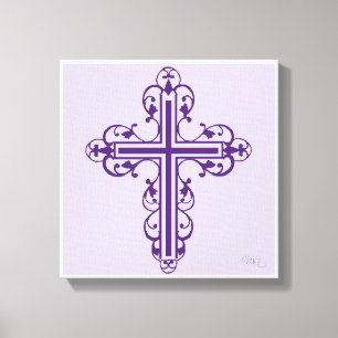 Fancy Cross Design No. 7 Purple Canvas Print