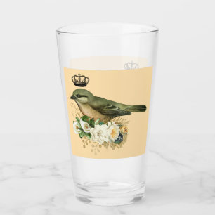 Fancy Crown Bird on Peach Glass