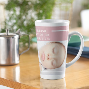 Fancy Cute Baby Photo   Pink & White   Quote  Latte Mug