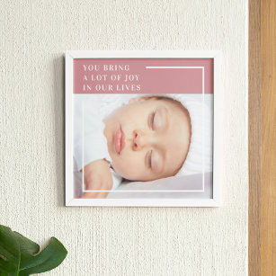 Fancy Cute Baby Photo   Pink & White   Quote  Poster