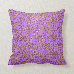 Fancy Damask Pattern in Purple and Gold Cushion