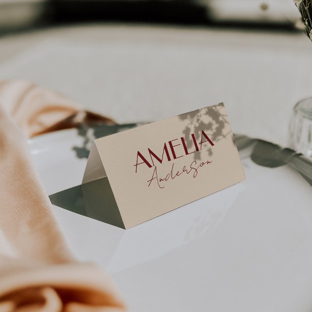 Fancy Deep Red Cream Old Money Wedding Place Cards (Creator Uploaded)