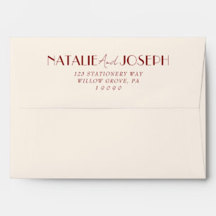 Fancy Deep Red Old Money Retro Wedding Envelope