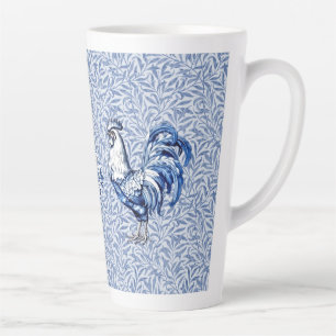 Fancy Delft Blue And White Rooster Chicken Latte Mug