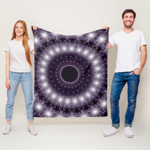 Fancy Delicate Black & White Round Lace Fleece Blanket