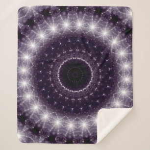 Fancy Delicate Black & White Round Lace Sherpa Blanket