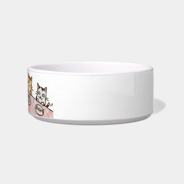 Fancy Dinner Feast Ceramic Pet Cat Bowl (Right)