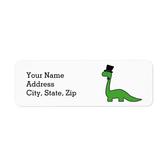 Fancy Dinosaur with a Top Hat Return Address Label