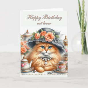 Fancy Dressed Cat Lovers Happy Birthday Card