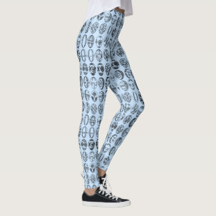 Fancy Easter Eggs Pattern Light Blue Leggings