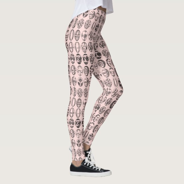 Fancy Easter Eggs Pattern Light Coral Leggings (Right)