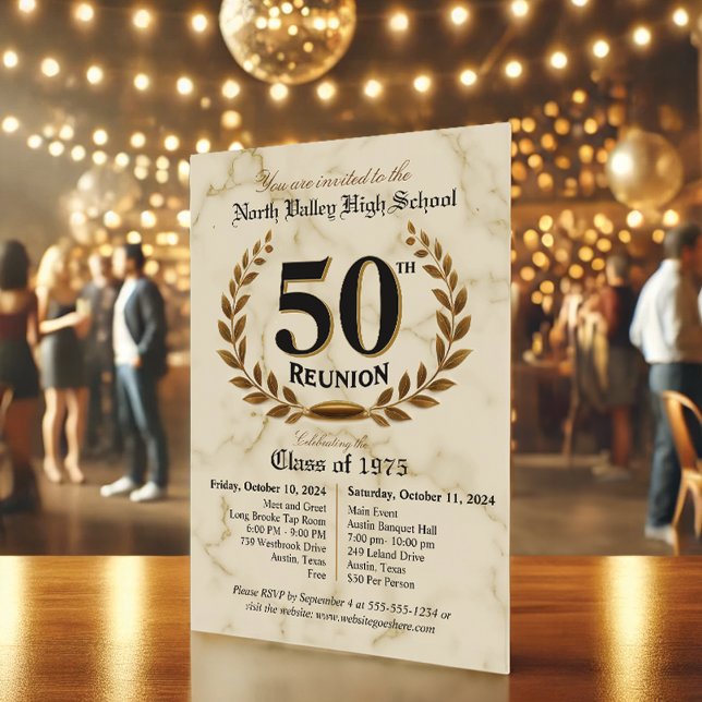 Fancy Elegant 50th High School Reunion - 2 Days Invitation (Creator Uploaded)
