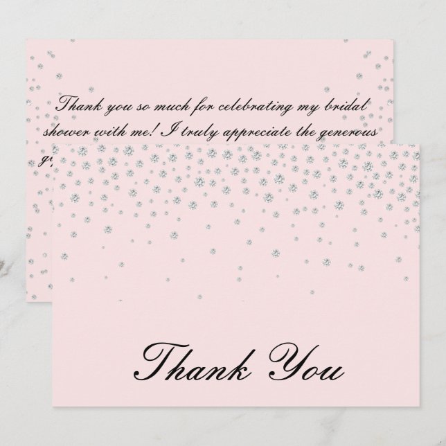 Fancy Elegant Diamond Calligraphy Script Thank You Card (Front/Back)