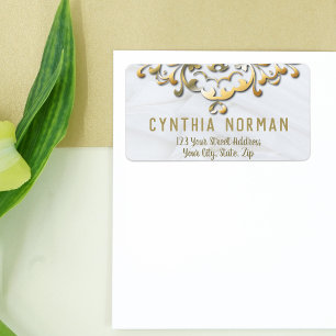 Fancy Elegant Faux Gold Baroque Border On White Label