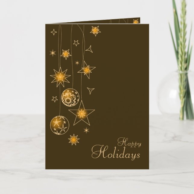 Fancy Elegant Gold Yellow Christmas Decorations Holiday Card (Front)