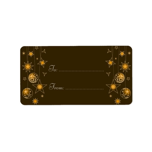 Fancy Elegant Gold Yellow Christmas Decorations Ta Label (Front)