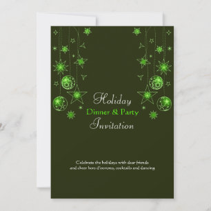 Fancy Elegant Green Christmas Decorations Invitation