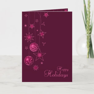 Fancy Elegant Pink Christmas Decorations Holiday Card