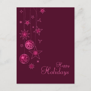 Fancy Elegant Pink Christmas Decorations Holiday Postcard