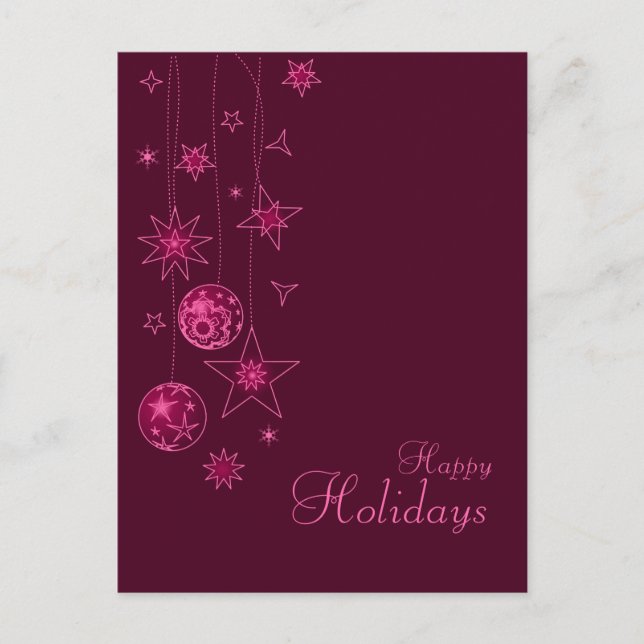 Fancy Elegant Pink Christmas Decorations Holiday Postcard (Front)