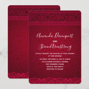 Fancy Elegant Red Abstract Wedding Invitation